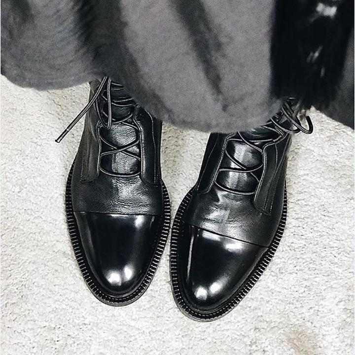 Schnürstiefeletten aus Leder für Damen