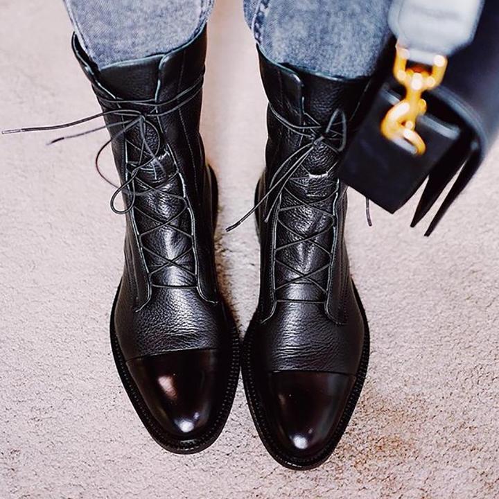 Schnürstiefeletten aus Leder für Damen