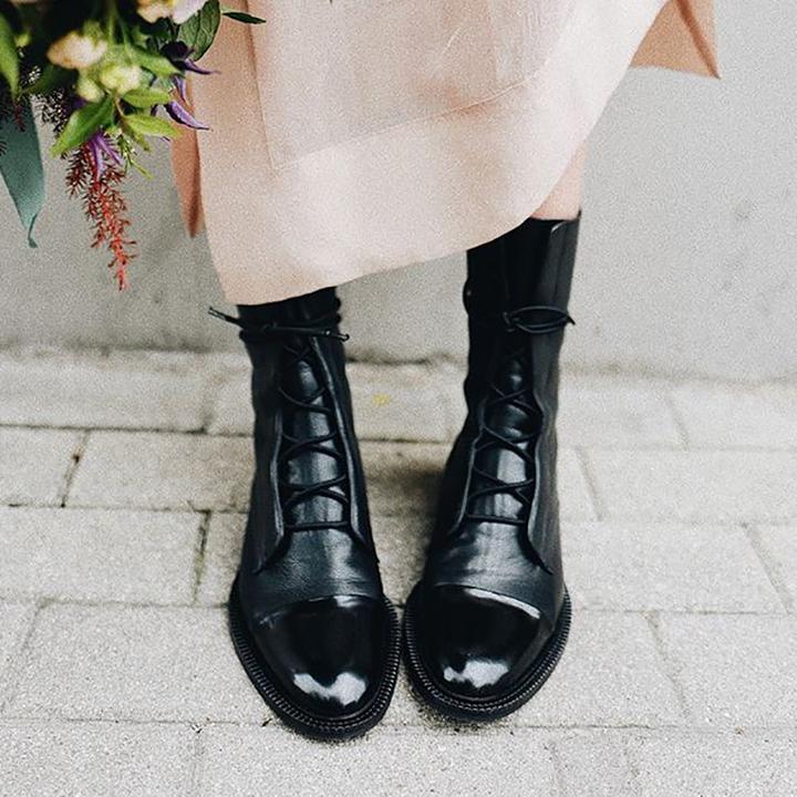 Schnürstiefeletten aus Leder für Damen