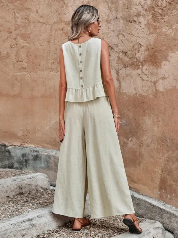 Sarina | Elegantes Twin Set Damen – Bequemes Oberteil & Weite Hosen für Stilvolle Anlässe 1