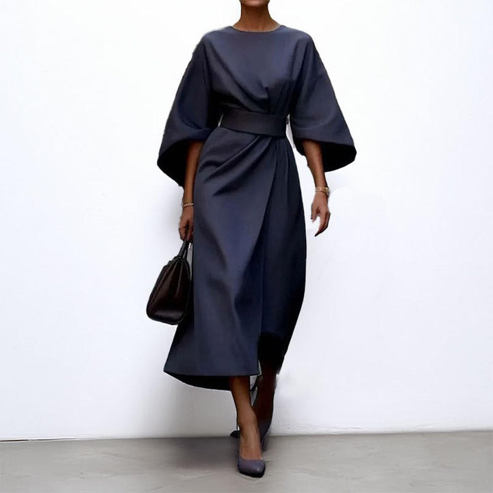 Paula – Elegant Satin Batwing Sleeve Dress for Women - Image 8
