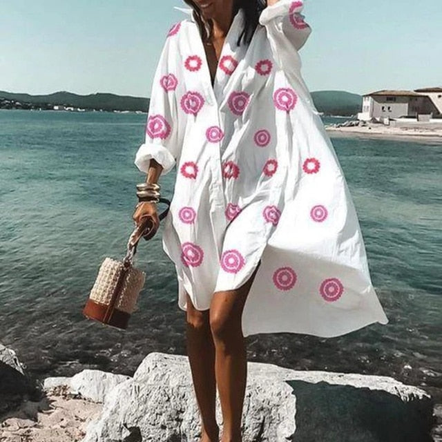 Strandkleider Damen langarm mit Kragen