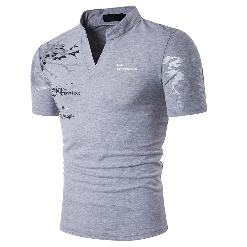 Stefan | Herren Grafikdruck V-Ausschnitt Freizeit T-Shirt
