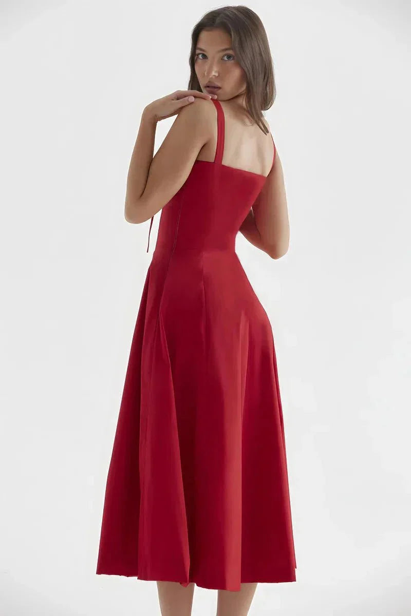 Linsay Blumenkleid – Midi-Kleid mit Korsett & Seitenschlitz