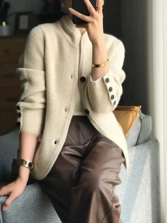 Danielle | Damen Winter Cardigan Mit Knopfleiste