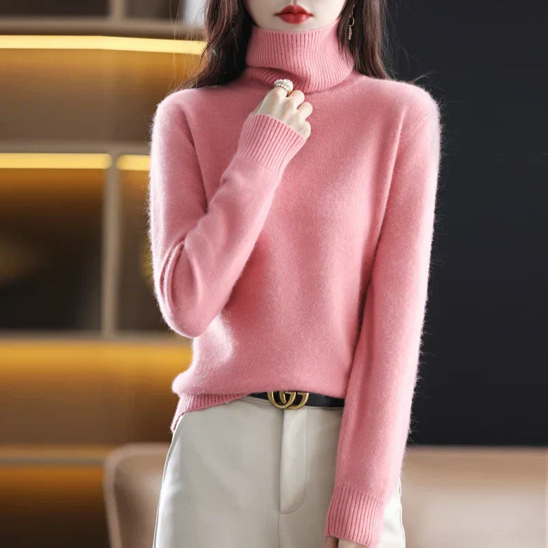 Isabella – Damen Ärmelloser Feinstrick Rollkragenpullover