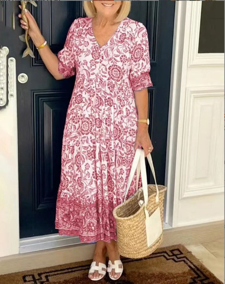 Charlotte – Elegant V-Neck Floral Dress for Women - Image 6