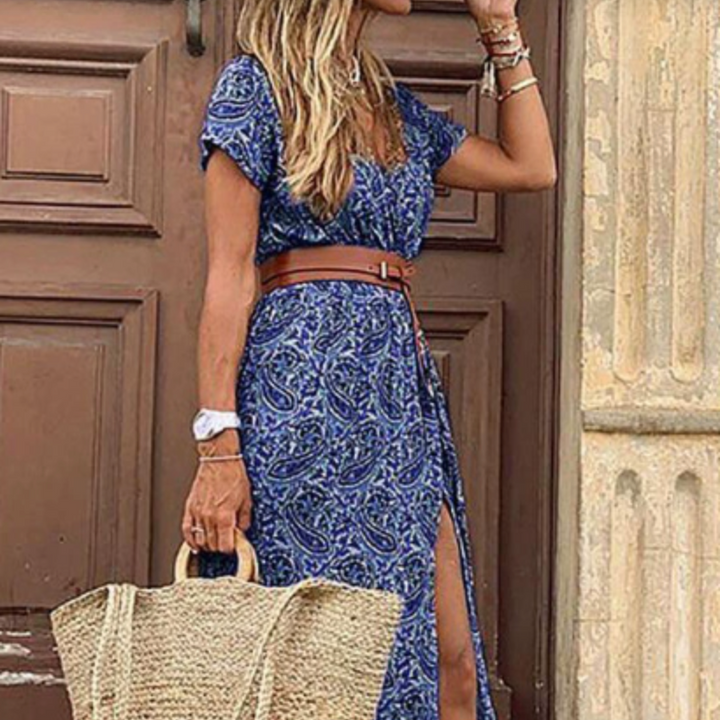 Boho-Maxikleid für Damen mit Gürtel