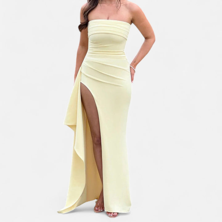 Strapless-Abendkleid für Damen mit Schlitz