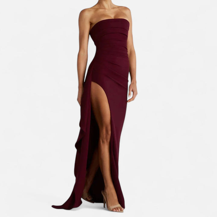Strapless-Abendkleid für Damen mit Schlitz