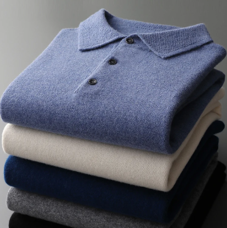 Polo Pullover mit Polokragen | Strickpullover Knopfleiste und Langarm