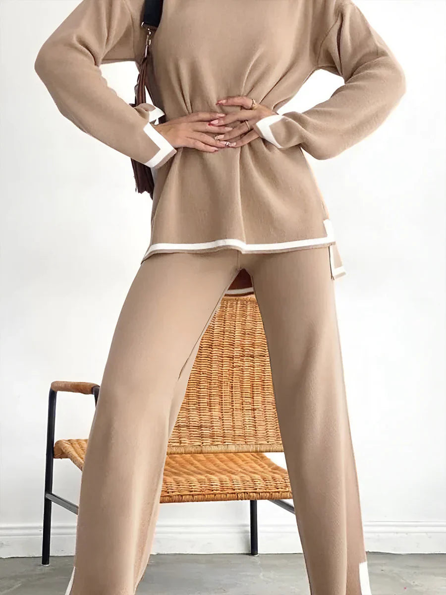 Schickes elastisches strick-loungeset