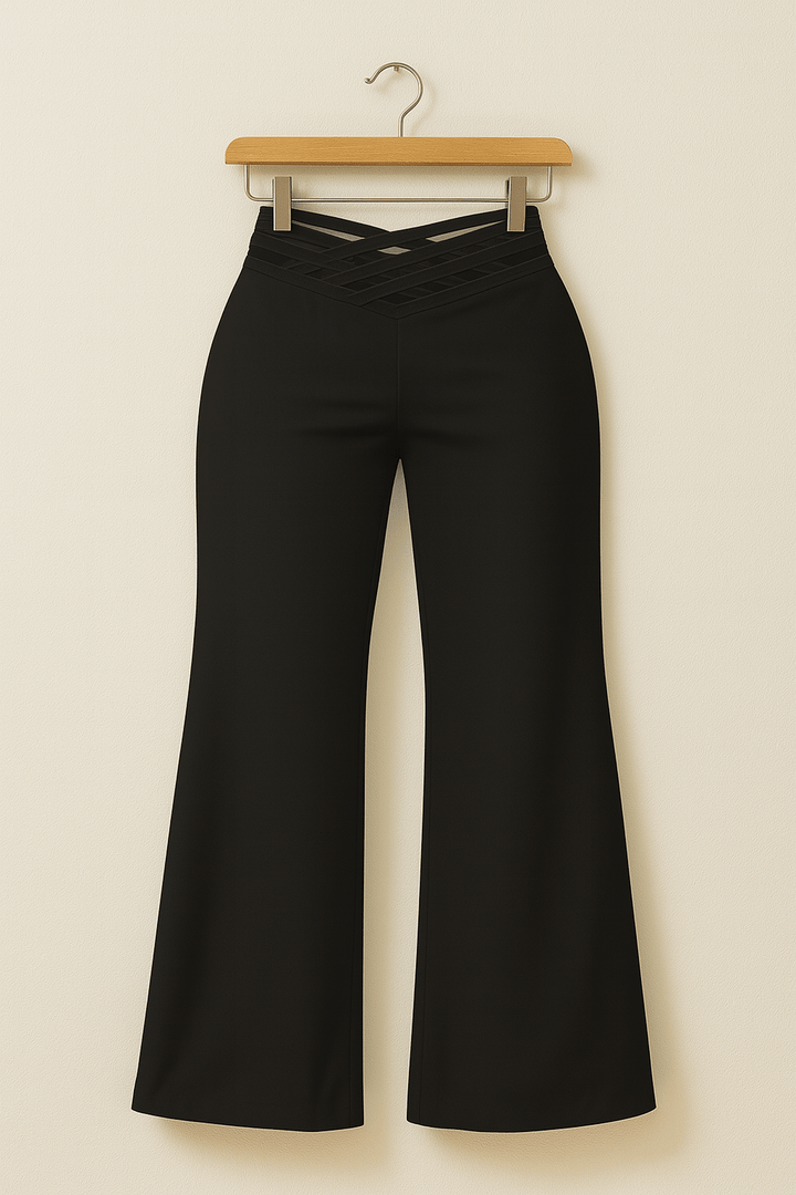 Schlaghose Damen | Hoher Bund & Cut-out Taillen-Detail
