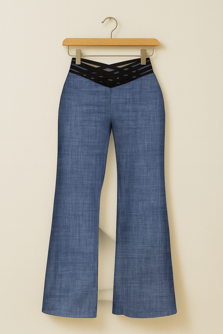 Schlaghose Damen | Hoher Bund & Cut-out Taillen-Detail