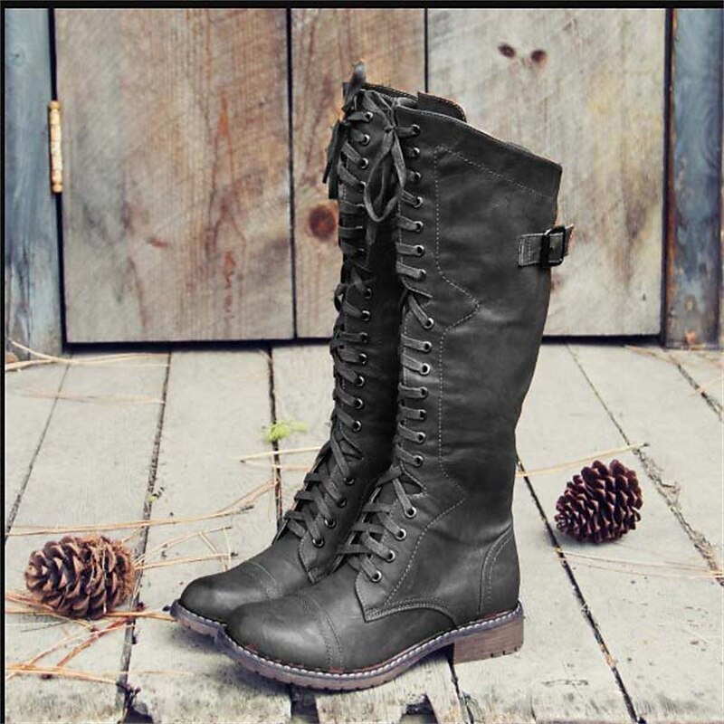 Schnürstiefel Kniehoch Damen
