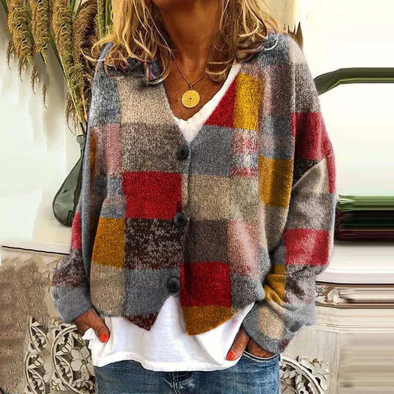 Schöner bedruckter Strickcardigan