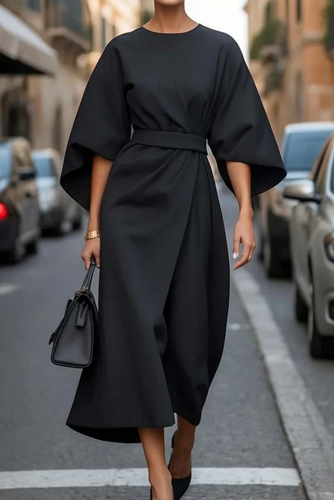 Clare - Raffiniertes Maxikleid mit Taillengürtel
