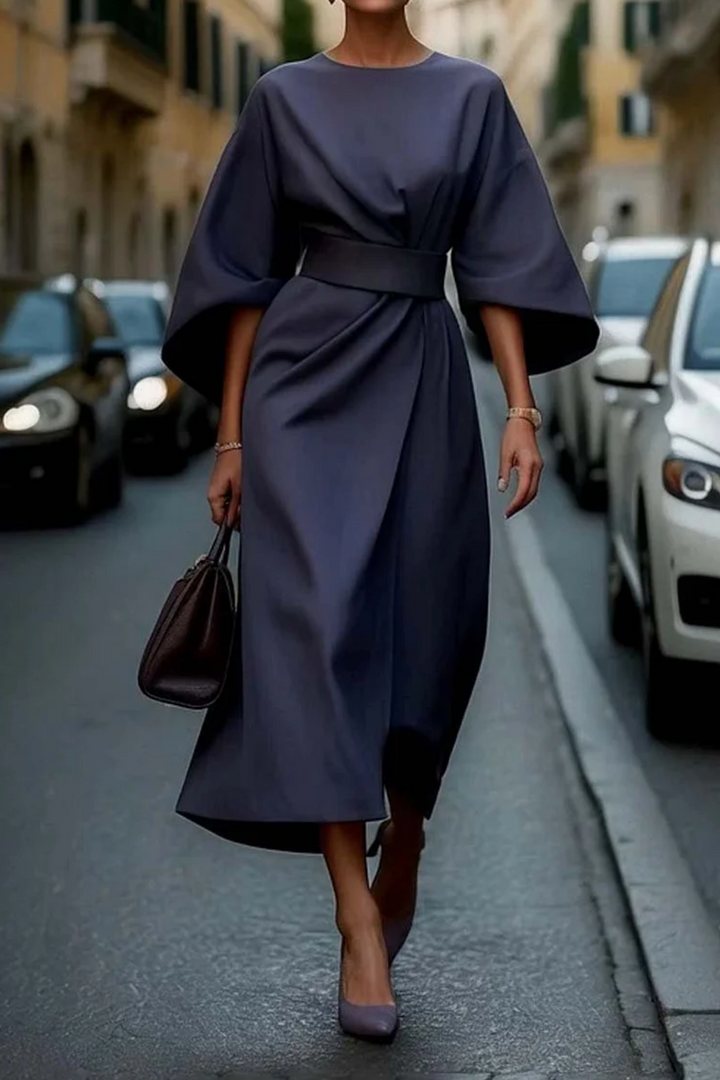 Midikleid Damen mit Taillengürtel