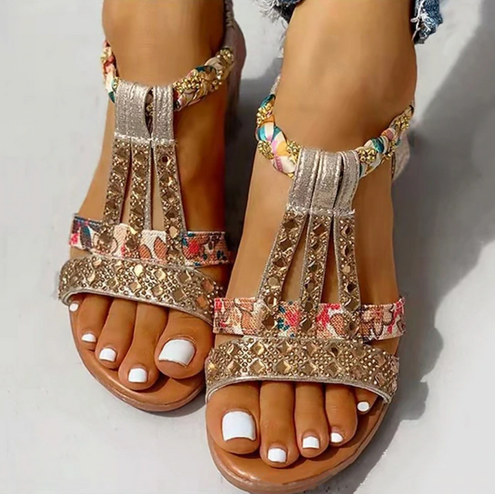 Damen Keilabsatz Sandalen | Glitzer