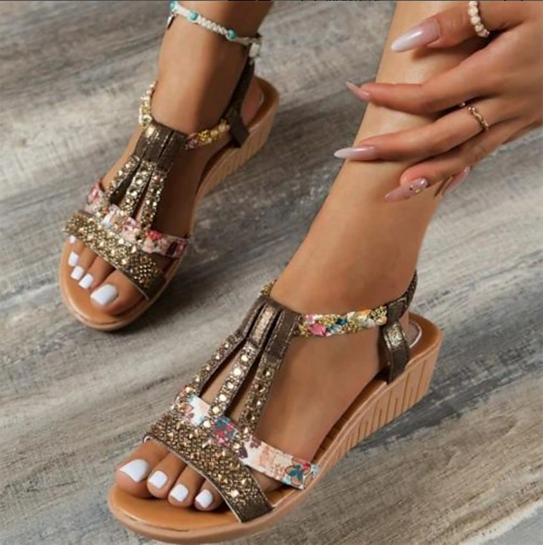 Damen Keilabsatz Sandalen | Glitzer