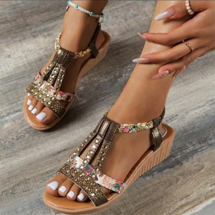 Damen Keilabsatz Sandalen | Glitzer