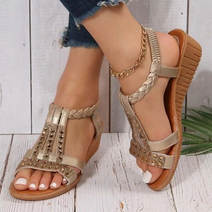 Damen Keilabsatz Sandalen | Glitzer
