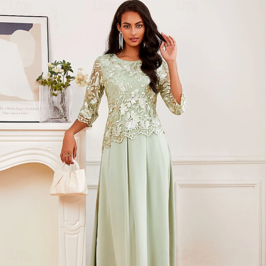 Women's Maxi Dress A-line | 3/4 Sleeve