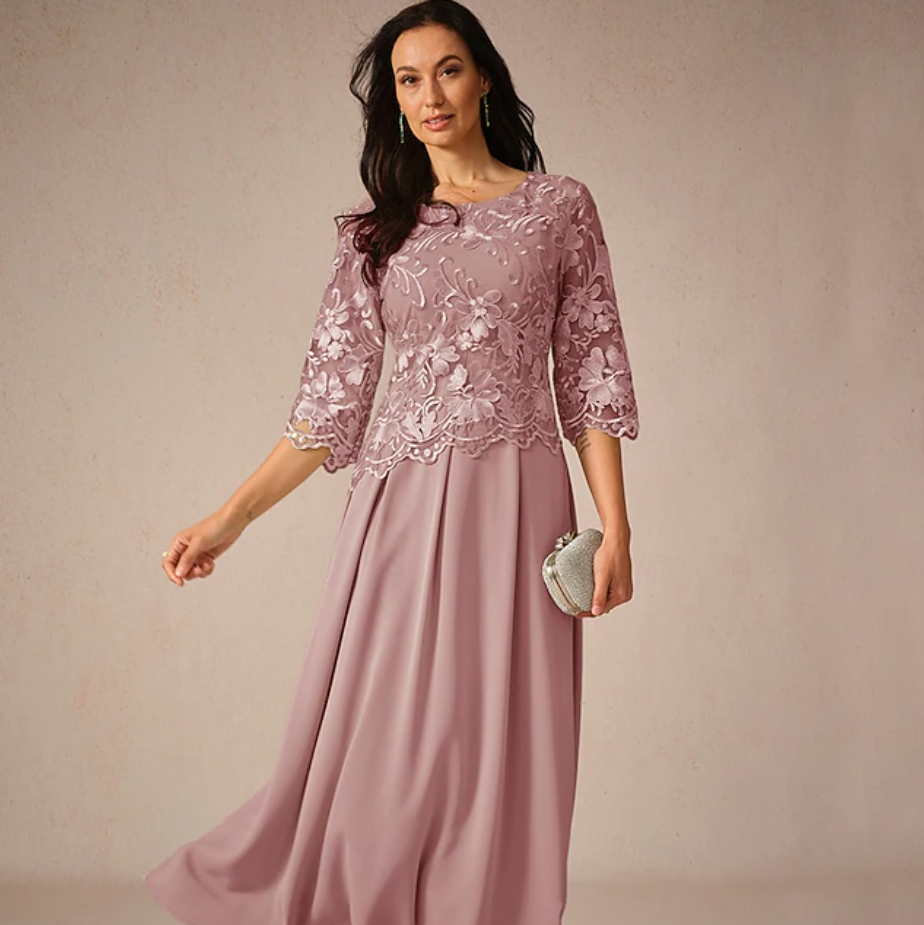 Women's Maxi Dress A-line | 3/4 Sleeve