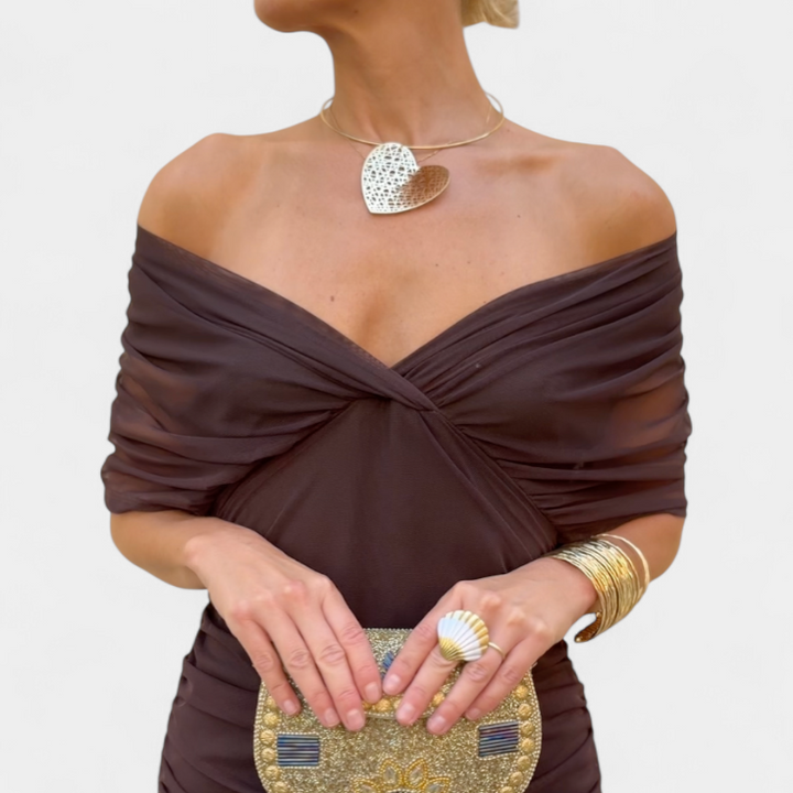 Damen-Maxikleid mit V-Ausschnitt und Blumenmuster