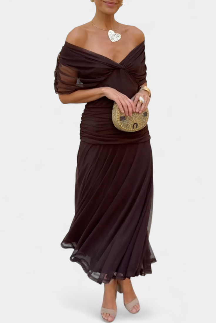 Damen-Maxikleid mit V-Ausschnitt und Blumenmuster