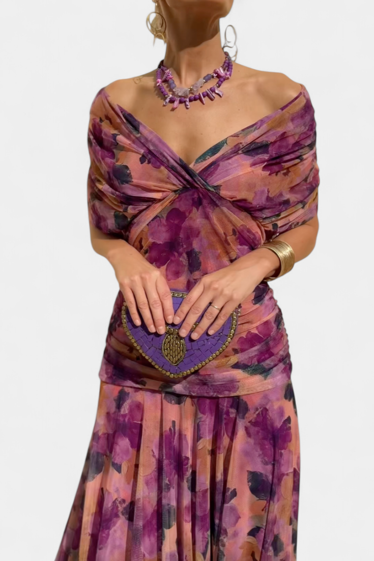 Paula – Elegant Off-Shoulder Draped Dress for Women - Image 7