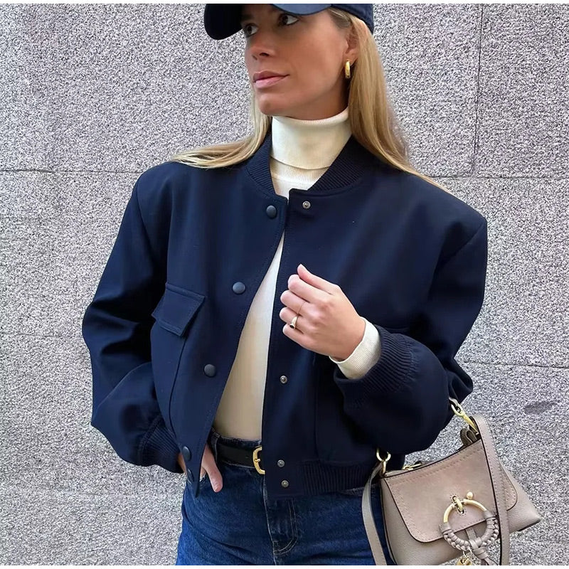 Marie | Damen Kurze Streetwear-Jacke mit Knopfleiste
