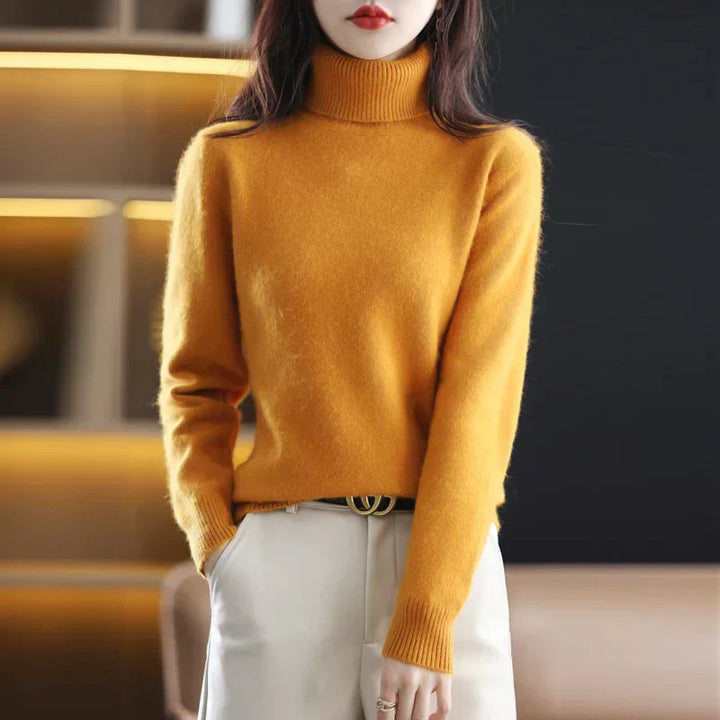 Isabella – Damen Ärmelloser Feinstrick Rollkragenpullover