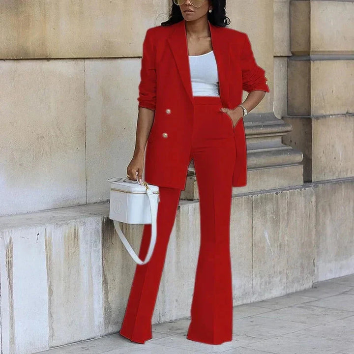 Damen Blazer-Set Zweireihig | Ausgestellte Hose