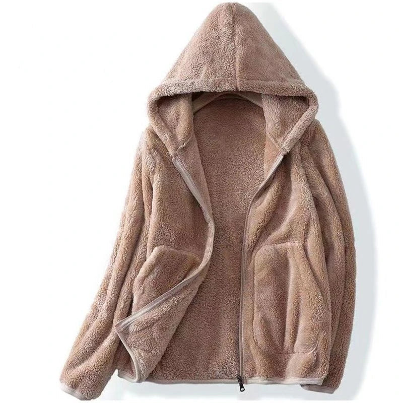 Emma | Damen Winter-Kuschelige Kapuzenjacke mit Reißverschluss