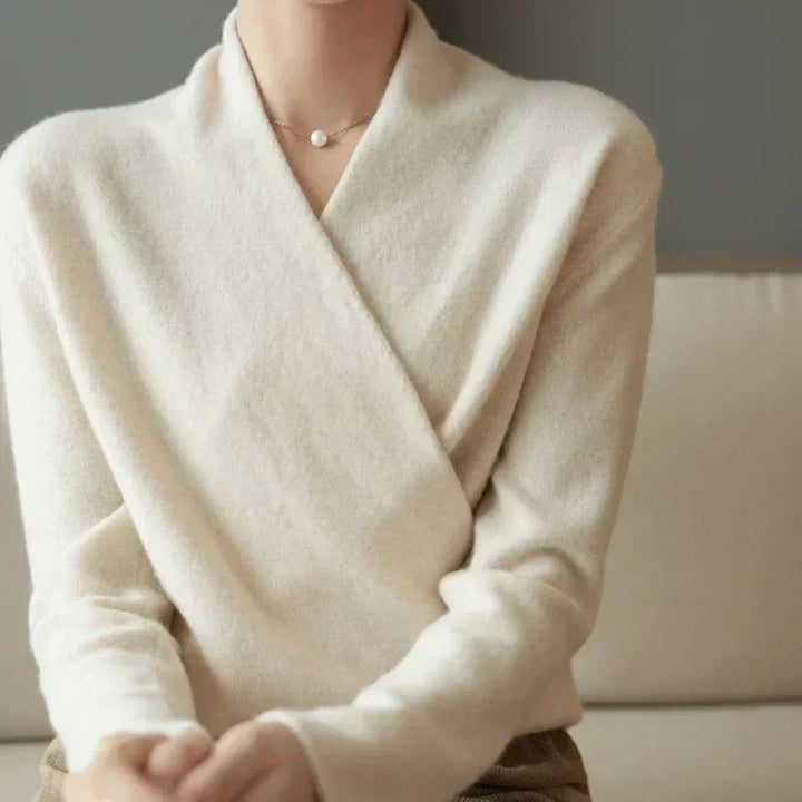 Jessica | Damen Winter Wickelpullover Mit V Ausschnitt
