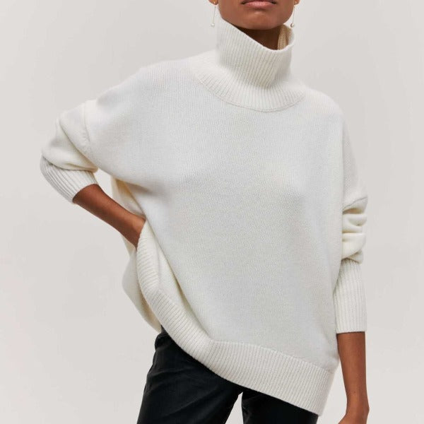 Lilian | Damen Übergroßer Winterpullover mit hohem Kragen