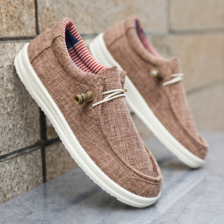 Loafer Herren | Leichte Canvas-Slipper mit elastischer Schnürung