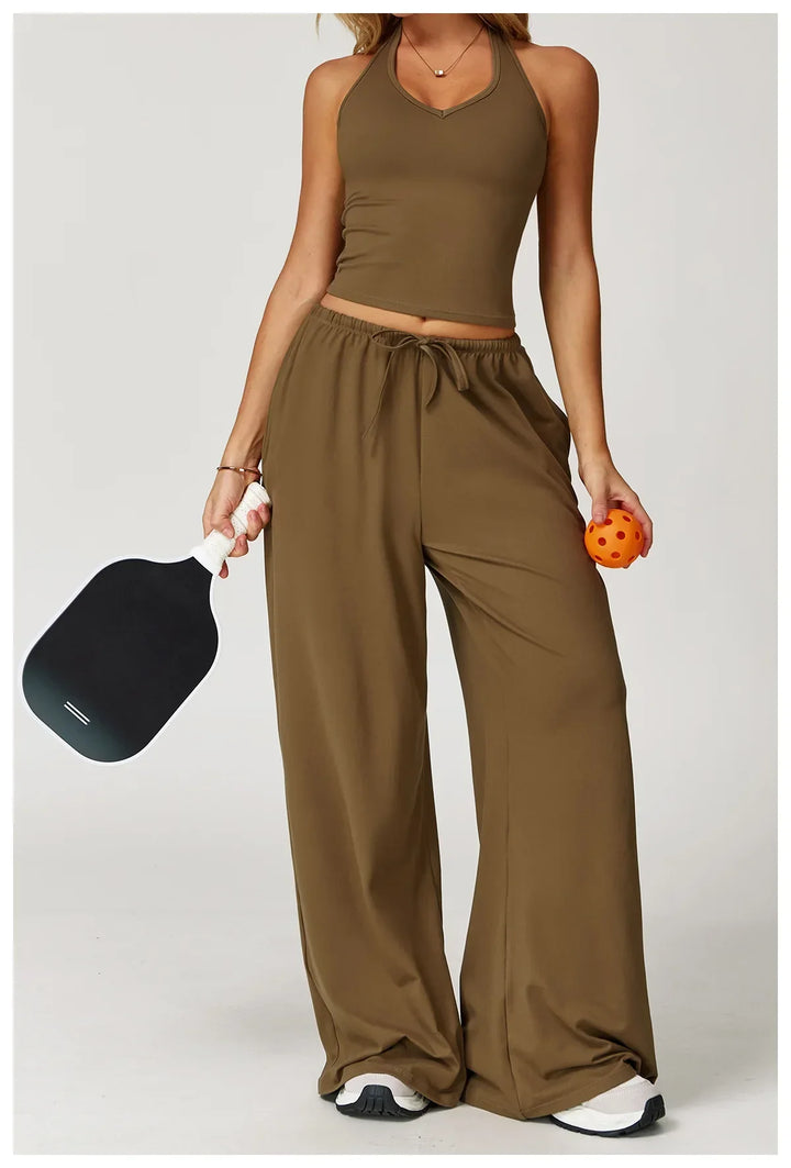 Franziska | Damen Halter Crop Top Lounge Set