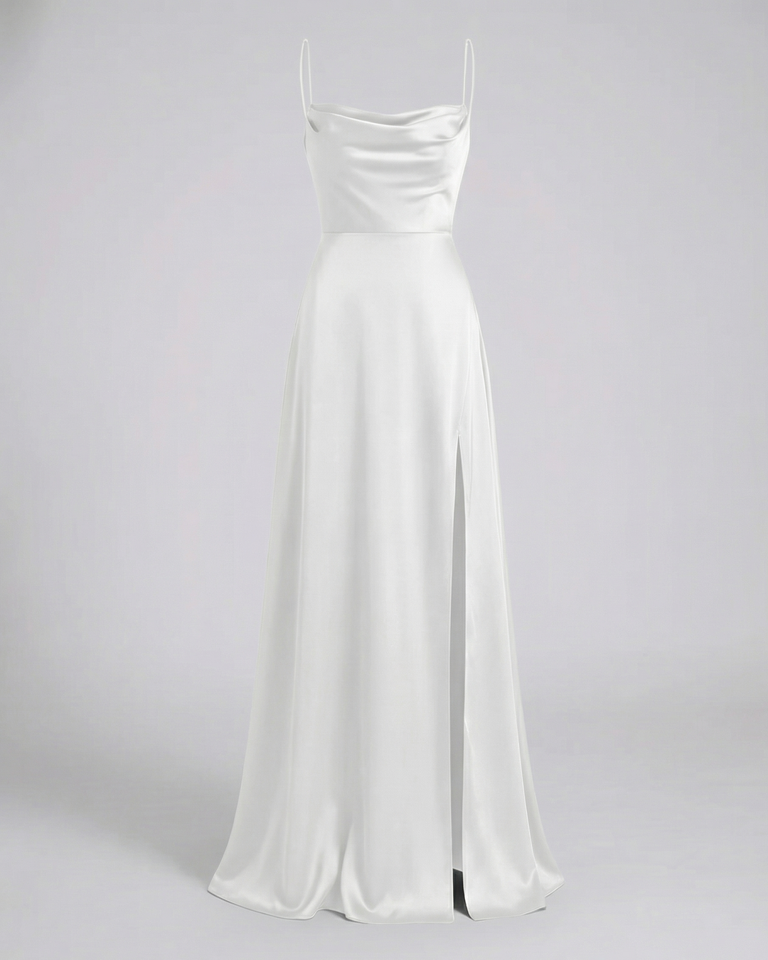 Seiden Maxikleid Damen | Drapierter Ausschnitt & Eleganter Beinschlitz