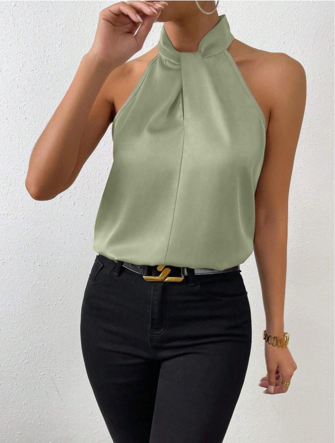 Seidentop Damen | Eleganter Knotenkragen & Fließender Fall