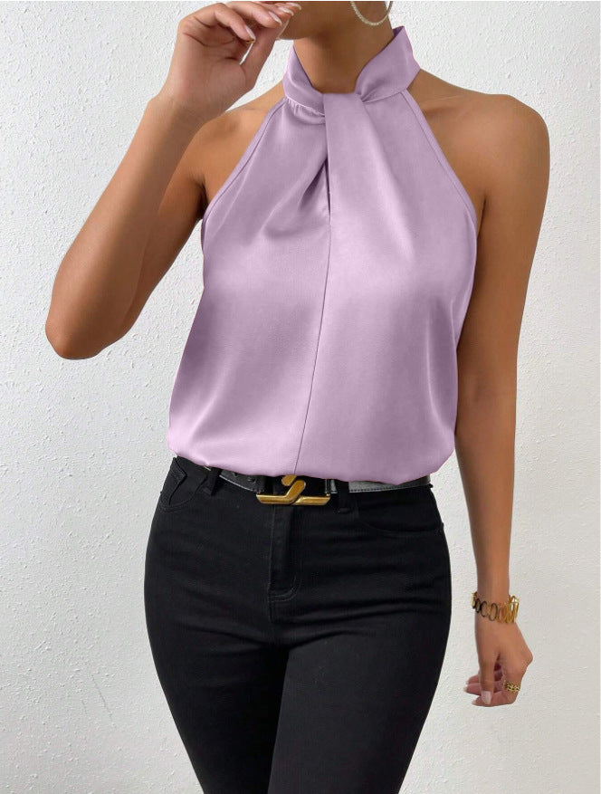 Seidentop Damen | Eleganter Knotenkragen & Fließender Fall