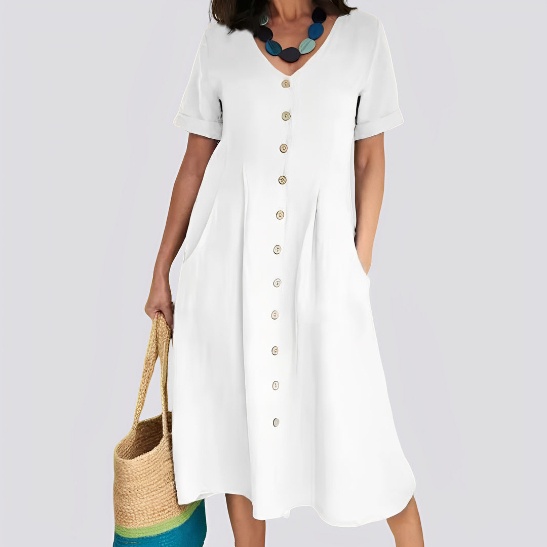 Sabrina - Lässiges, locker geschnittenes Kleid mit hoher Taille für Damen