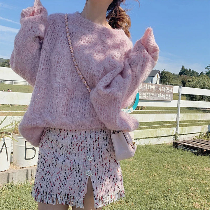 Serenity - Rosa ausgehöhlter Pullover