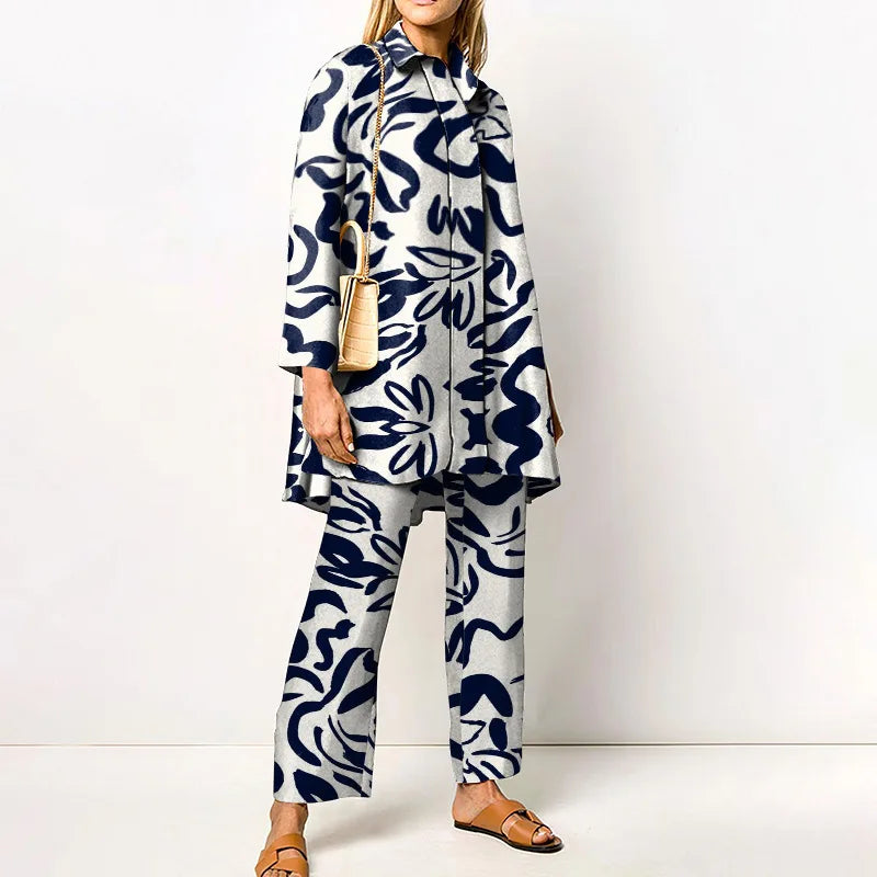 Bluse Damen Vintage Elegant – Zweiteiler mit Hose