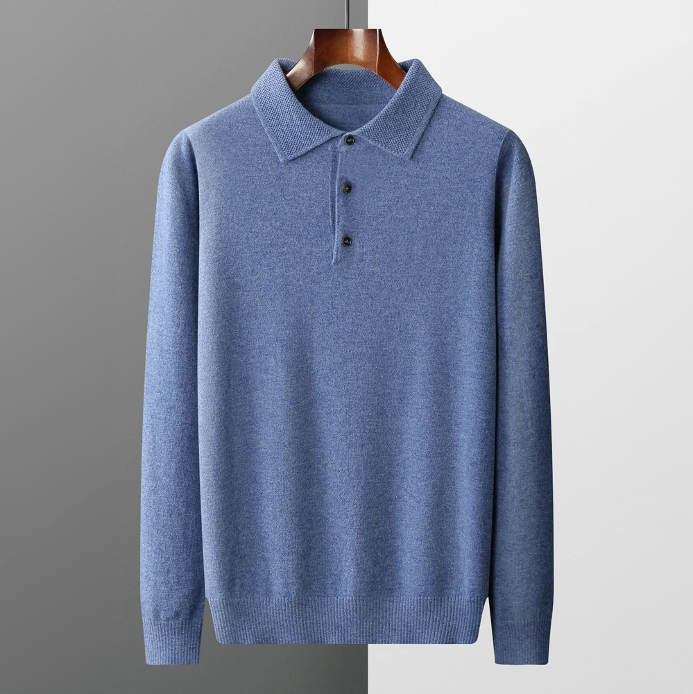 Polo Pullover mit Polokragen | Strickpullover Knopfleiste und Langarm