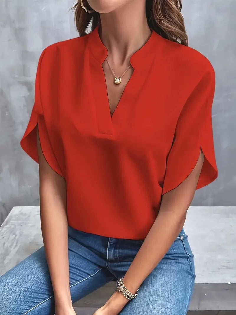 Shirt mit V-Ausschnitt Damen | Fließender Fall & Eleganter Schnitt