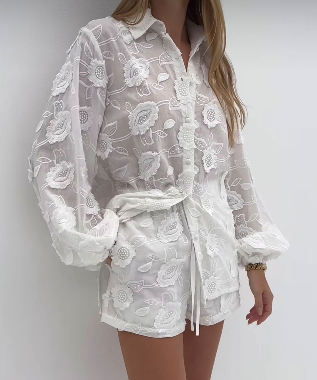 Shorts 3D Blumen Jordy Weiß Ladypolitan ♡