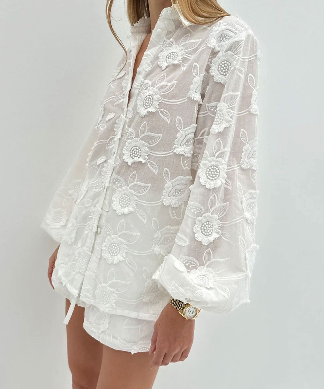 Shorts 3D Blumen Jordy Weiß Ladypolitan ♡