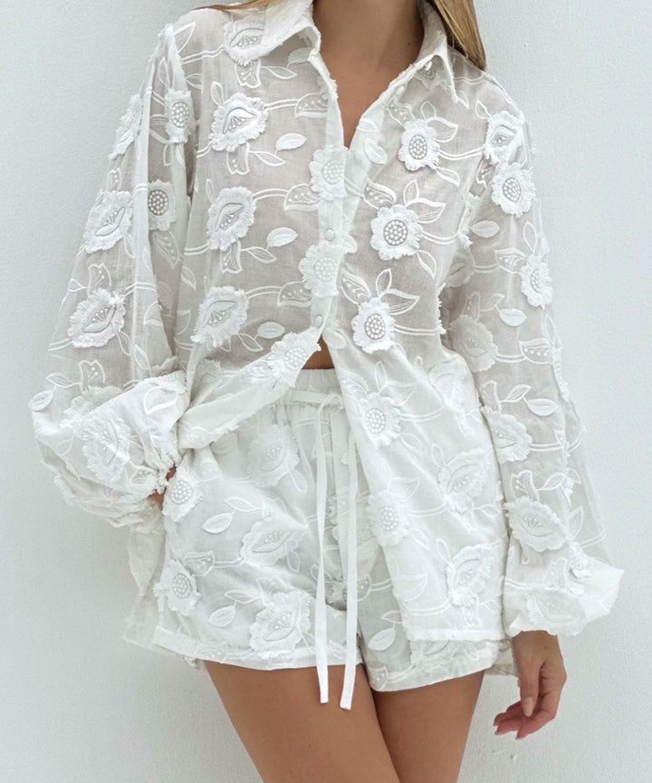 Shorts 3D Blumen Jordy Weiß Ladypolitan ♡